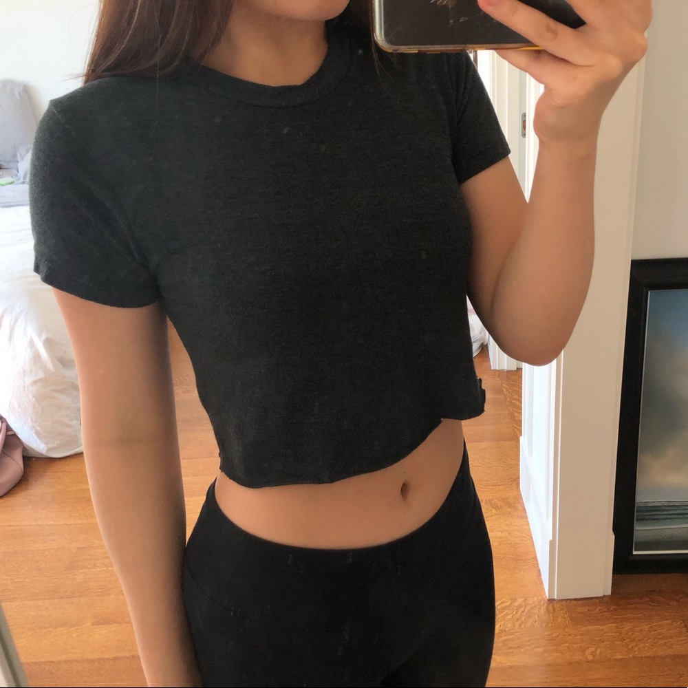cropped dark grey brandy melville tee